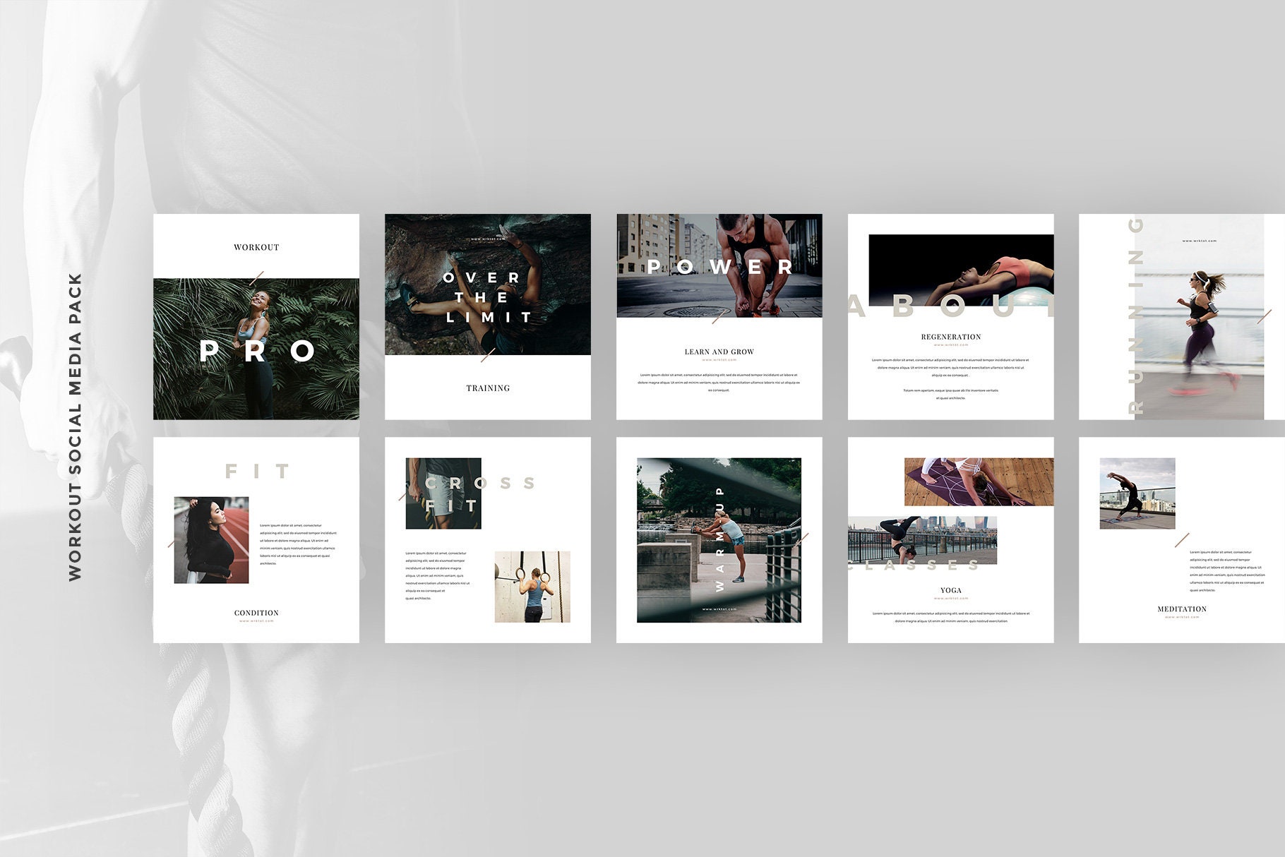 Workout Social Media Powerful Canva Instagram Template Gym - Etsy