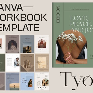 Tyos Creative Canva Workbook & eBook Template, Modern Letter Canva Template, Trendy Online Course for Canva, Canva eBook Graphic Template