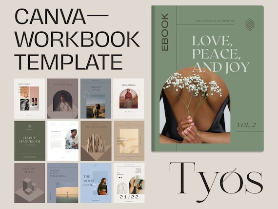 Trendy Canva Workbook Template, Modern eBook Design (77 Pages)