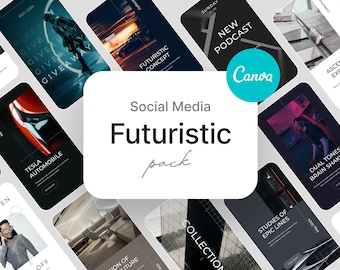 Plantillas futuristas para redes sociales / Diseños de Canva para Instagram y Pinterest