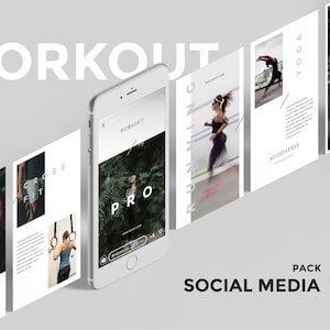 Workout Social Media - Powerful Canva Instagram Template, Gym Canva Post, Fitness Insta Templates, Crossfit Canva Moodboard, White Canva Kit