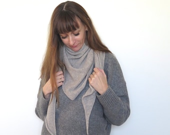 Merino Cashmere triangle scarf, Knitting Wool scarf bandana, Women's neck warmer scarf, triangle head scarf, Cashmere merino blend shawl