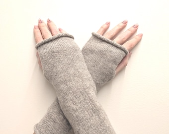 Cashmere Merino Wool Arm Warmers, Knit Fingerless Gloves