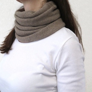 Knitted cashmere cowl scarf snood for women and man, Christmas gift ideas, black cashmere infinity scarf, neck scarf, Mens cashmere snood