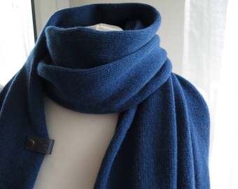 Chal de cachemira para hombre de punto, bufanda de punto de cachemira azul marino, idea de regalo de Navidad, bufanda grande de cachemira, chal de envolturas de cachemira, chal de boda azul