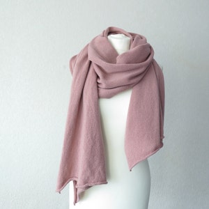 Knitted Cashmere Scarf, Merino Wool Blush Pink Shawl, Rose Mauve Wedding Wrap, long cashmere scarf, scarves for women african head wrap