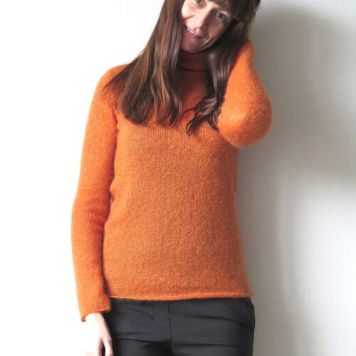 Mohair Silk Knit Bridal Sweater Turtleneck shops Pullover, Mohair Jumper White Orange, Wedding Cowl Jumper, Knit Shrug Thick and WarmWool Jumper