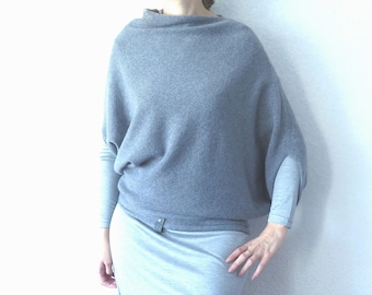 Poncho feminino de tricô, suéter feminino de cashmere, cardigã oversized, suéter casulo, suéter de tricô folgado, malha tricotada à mão, roupa de maternidade