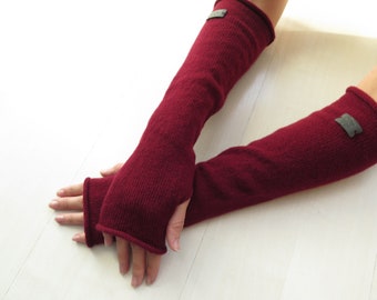 Gestrickte lange Kaschmir-Merinowolle-Pulswärmer, Kaschmir-Armhandschuhe, Weihnachtsgeschenkideen, Winteraccessoires, Merino-Handwärmer