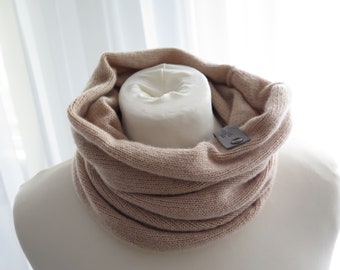 cashmere knit scarf, cashmere knit snood, knit scarf shawl, neck warmer cashmere, echarpe en laine tricot main, snood for woman, scaldacollo