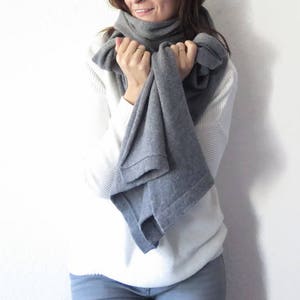 Grey cashmere scarf, kaschmir schal, cashmere throw, knit gray black scarf, kaschmir schal herren stricken, cashmere scarf men, men&#39;s snood