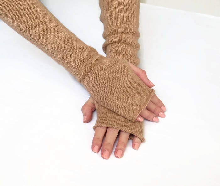 Cashmere Fingerless Gloves Long Fingerless Gloves Long Knit - Etsy