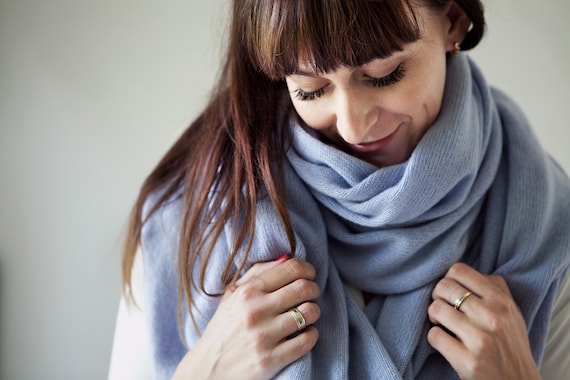 blue cashmere wrap