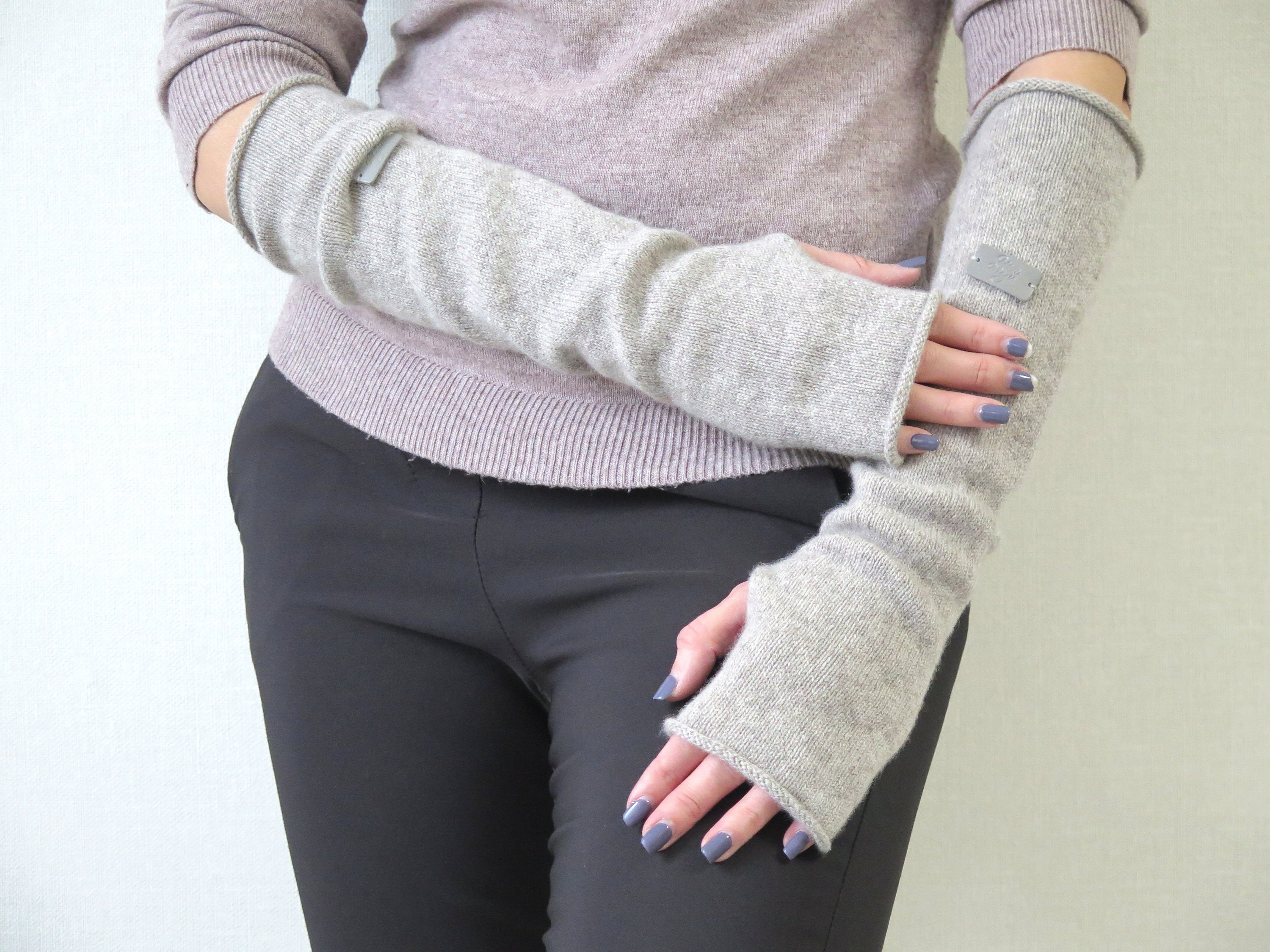 Cashmere Merino Wool Arm Warmer With Finger Felt, Soft