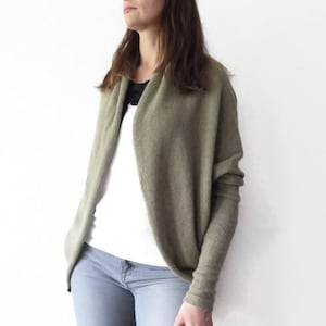 Cashmere merino wool open front cardigan sweater, Cosy hand knitted long oversized jacket, Natural wool coat, slow fashion handmade