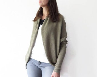 Cashmere merino wool open front cardigan sweater, Cosy hand knitted long oversized jacket, Natural wool coat, slow fashion handmade