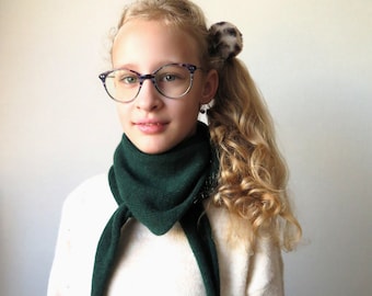Knit Cashmere Merino Wool Triangle Scarf, Kid's Snood, Knitted Baktus Shawl