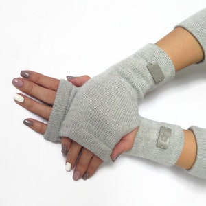 Cashmere gloves, fingerless cashmere gloves, arm warmers grey, wool gloves, black fingerless gloves, armstulpen wolle, gift for women