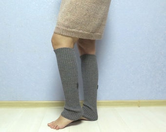 Cashmere wool knit Leg warmers, Long ribbed boot warmers, knitted boot socks, yoga toeless socks boot toppers, infant, toddler, children