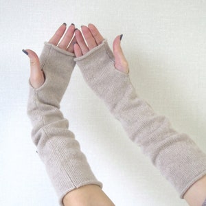 Cashmere Merino wool Arm warmer with finger felt, Soft Fingerless Gloves for Woman, Knit Fingerless Gloves Arm warmers perfect gifts idea