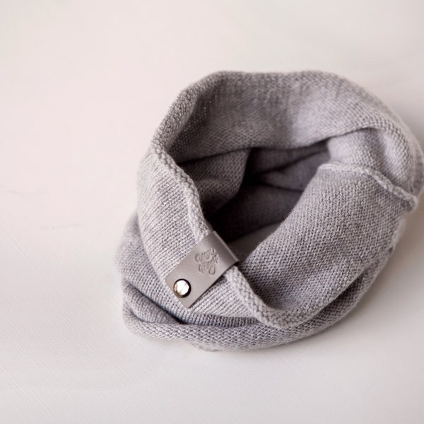 Enfants cachemire laine mérinos tricot gris écharpe snood cache-cou, col fin en cachemire adultes tricotés, écharpe bébé, bandeau en laine mérinos cachemire