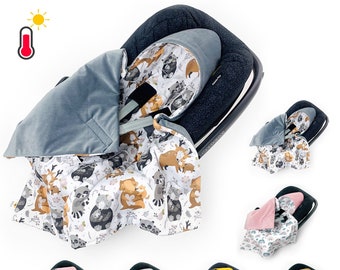 ALL YEAR ROUND Spring swaddling blanket baby seat size. M 0-6 months slightly thin e.g. for Maxi-Cosi Cybex, baby blanket