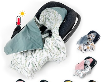 GANZJÄHRIG,Einschlagdecke Babyschale Gr. M 0-6 Monaten leicht dünn z.B. für Maxi-Cosi Cybex, Baby Decke