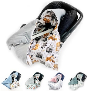 Manta de inverno XXL de veludo 100x100 acolchoada com enchimento de animais para assento de carro de bebê Maxi-Cosi Cybex, manta de bebê para carrinho de bebê