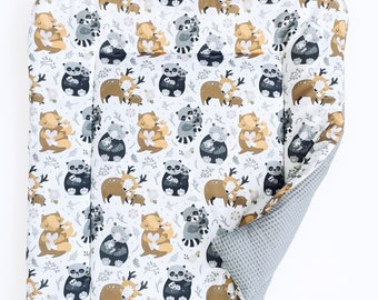 Wickelauflage 75 x 75 cm Wickelunterlage für Ikea Kommode CUTE ANIMALS 100% Baumwolle zweiseitig