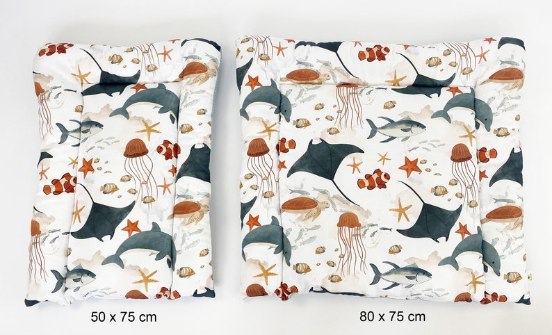 Changing mat 70 x 50 cm Changing mat SEA WORLD sea 100% cotton two-sided image 6