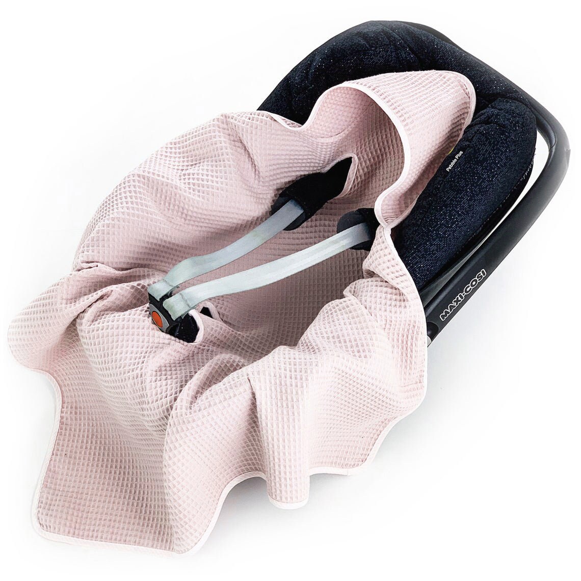 BABEES Einschlagdecke Kapuze Waffelstoff Baumwolle Waffelpiqu/é f/ür Babyschale Autositz Universal z.B Maxi-Cosi R/ömer Cybex Fr/ühling Sommer Baby Decke f/ür Kinderwagen Babytragen leicht ROSA