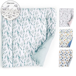 Baby changing mat 75x75 75 x 70 cm, antibacterial cotton with silver ions, waffle fabric Eucalyptus