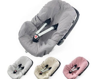 BABEES 100% LEINEN Bezug für Babyschale Leinenbezug Schonbezug Babyschalenbezug Sommerbezug GRAU