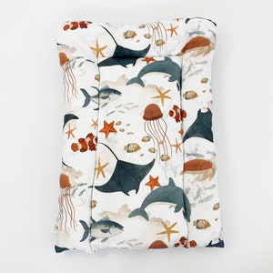 Changing mat 70 x 50 cm Changing mat SEA WORLD sea 100% cotton two-sided image 4