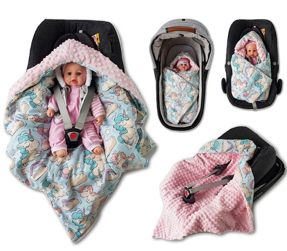 MINKY BLANKET 100x75+PILLOW SET SOFT COSY PRAM,CRIB REVERSIBLE QUILT COTTON