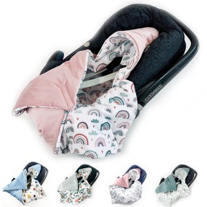 WINTER GEVOERD fluwelen inbakerdeken met vulling voor baby-autostoel Rainbow, dun bijv. Maxi-Cosi, Cybex, babydeken voor kinderwagens