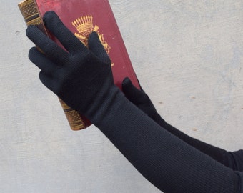 Knitting long gloves, Black, Navy blue, Grey gloves, minimalistic and classic style, Gift for Mum,birthdays  gift, Woman gloves