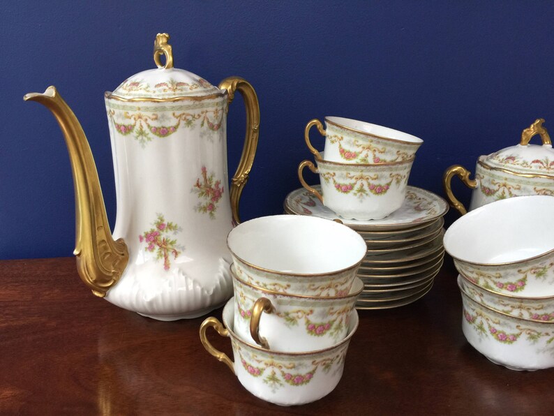 Antique LIMOGES 27 piece Tea/coffee set Etsy