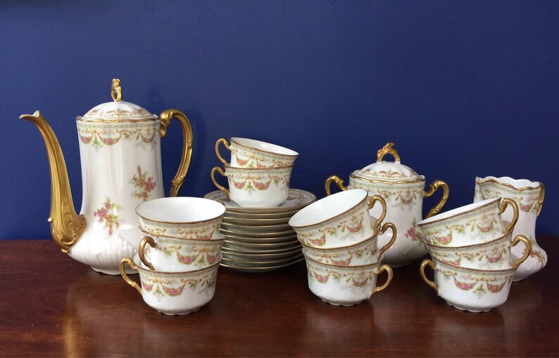 Antique LIMOGES 27 piece Tea/coffee set Etsy