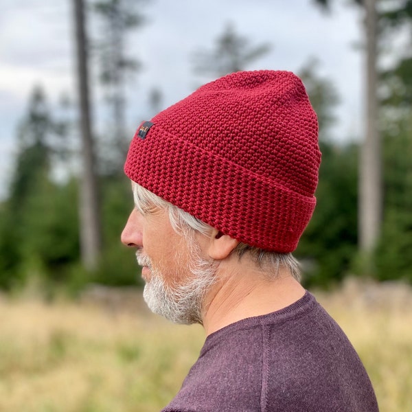 Gorro de lana fina para mujer o hombre, gorro burdeos de lana merino premium, puño hecho a mano o gorro holgado, gorro de otoño de gran tamaño