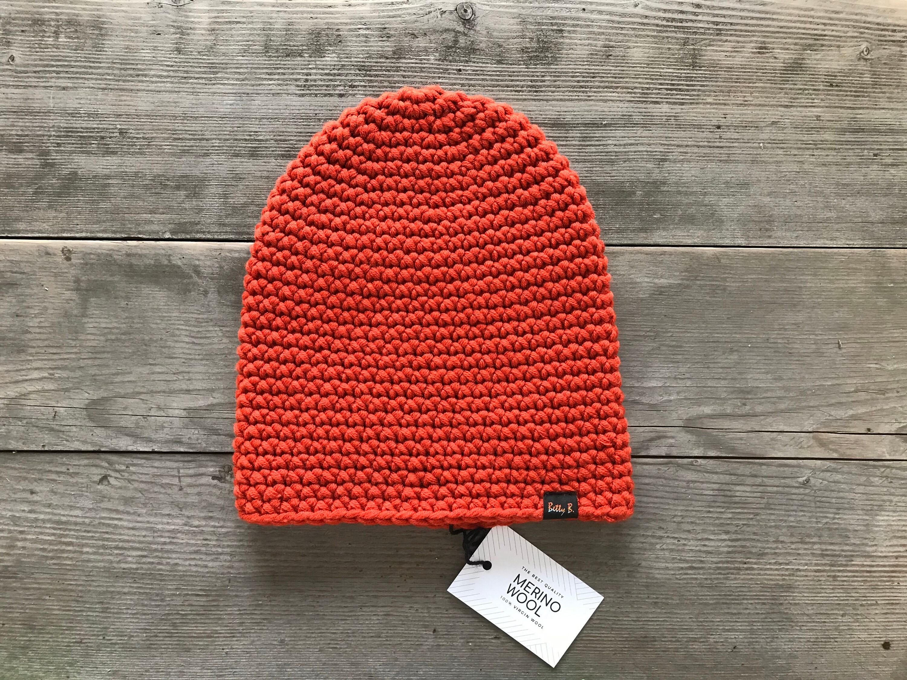 Dark orange merino wool beanie warm winter beanie hat for | Etsy
