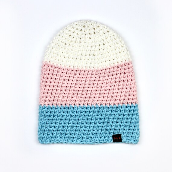 キャップ CROCHET KNIT BEANIE COLORED PASTEL Pastel Beanie Hat, Crochet Tricolor Beanie for Women or Men