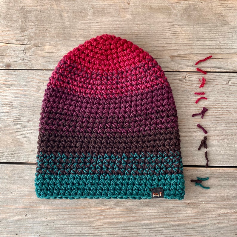 Wool beanie hat for men or women, merino dark beanie for large head, mens gifts, chunky crochet handmade hat, winter accessories image 7
