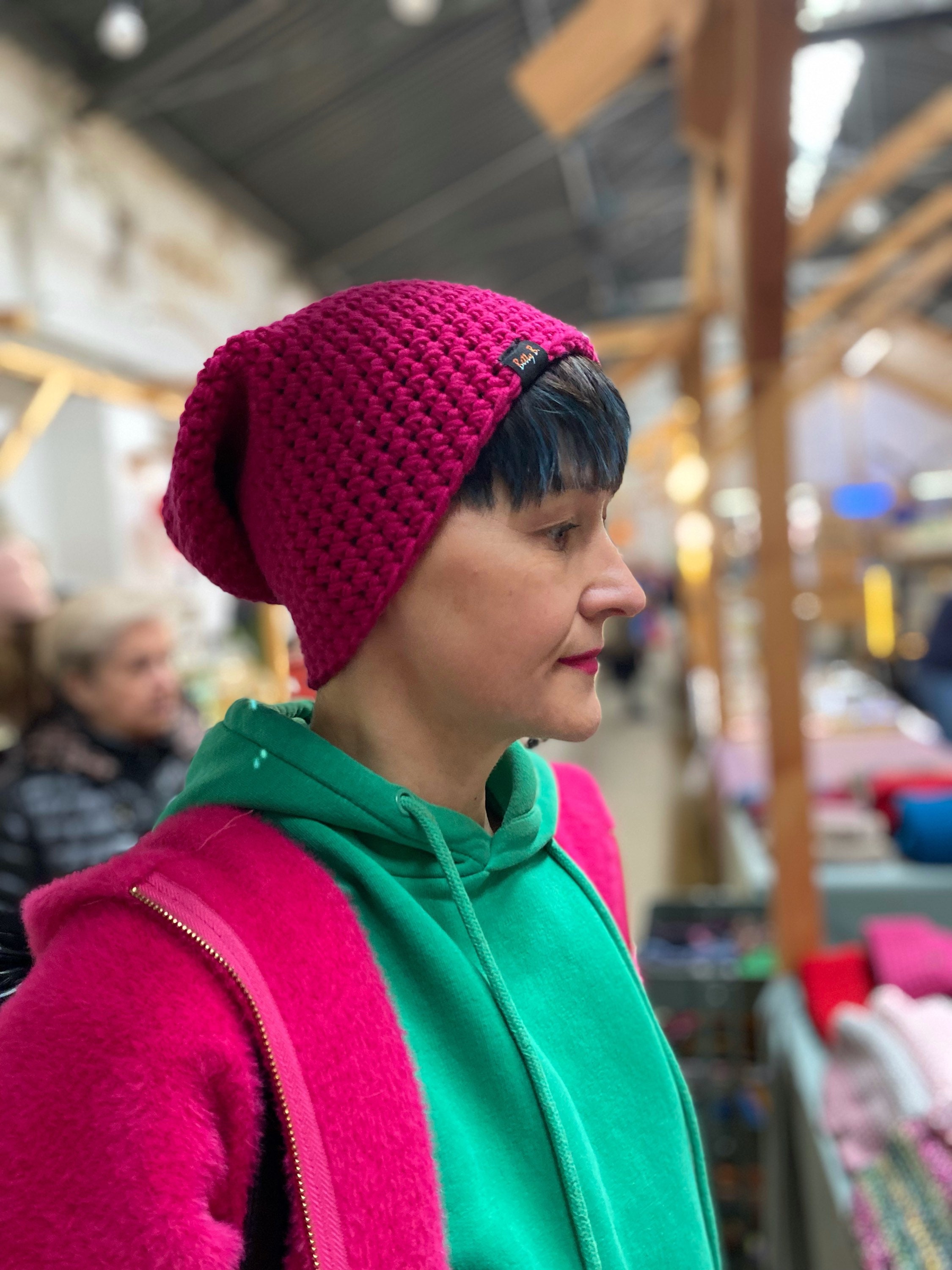 wool pink neon beanie