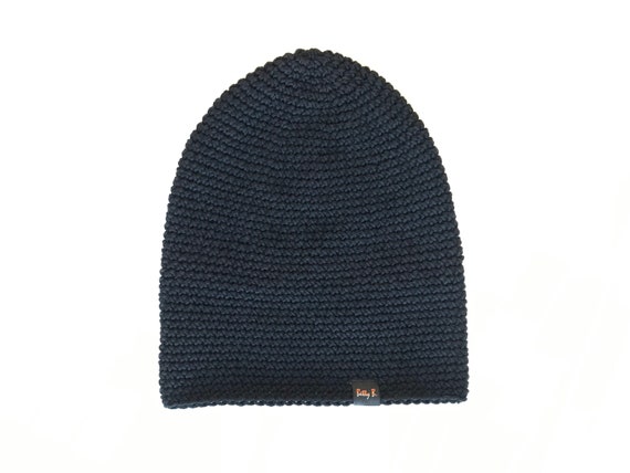 Black Beanie Men Merino Wool Hat 