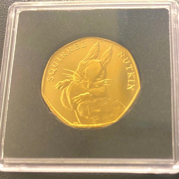 24ct Gold Plated Squirrel Nutkin 50p coin Beatrix Potter Anniversary Collectors 2017 UK Fifty pence.