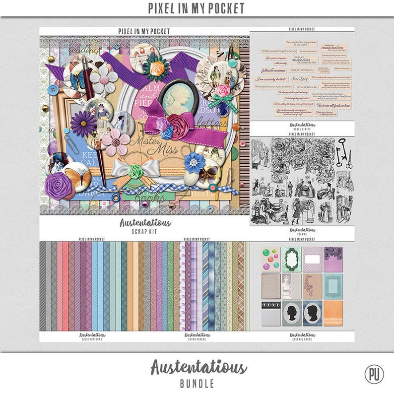 Austentatious Jane Austen Inspired Digital Scrap Bundle image 1