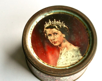 1953 Caley Cranford WRAPPED chocolates ER coronation tin