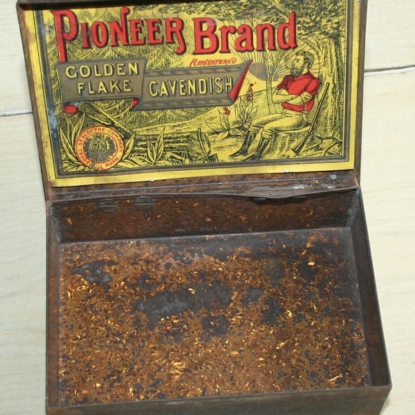 Rare Pioneer Brand Golden Flake Tobacco Tin c.1900 Richmond Cavendish Limited