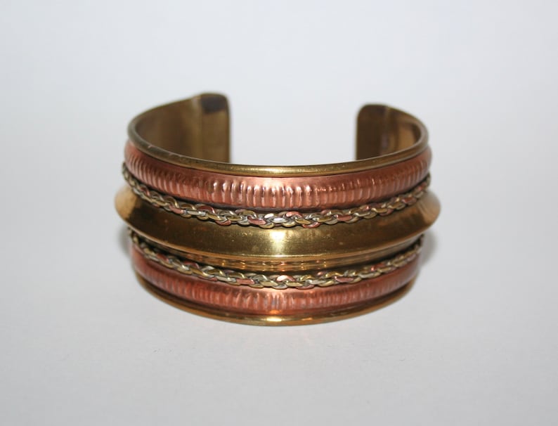 new /& unworn Vintage hand crafted ethnic copper and brass cuff bracelet